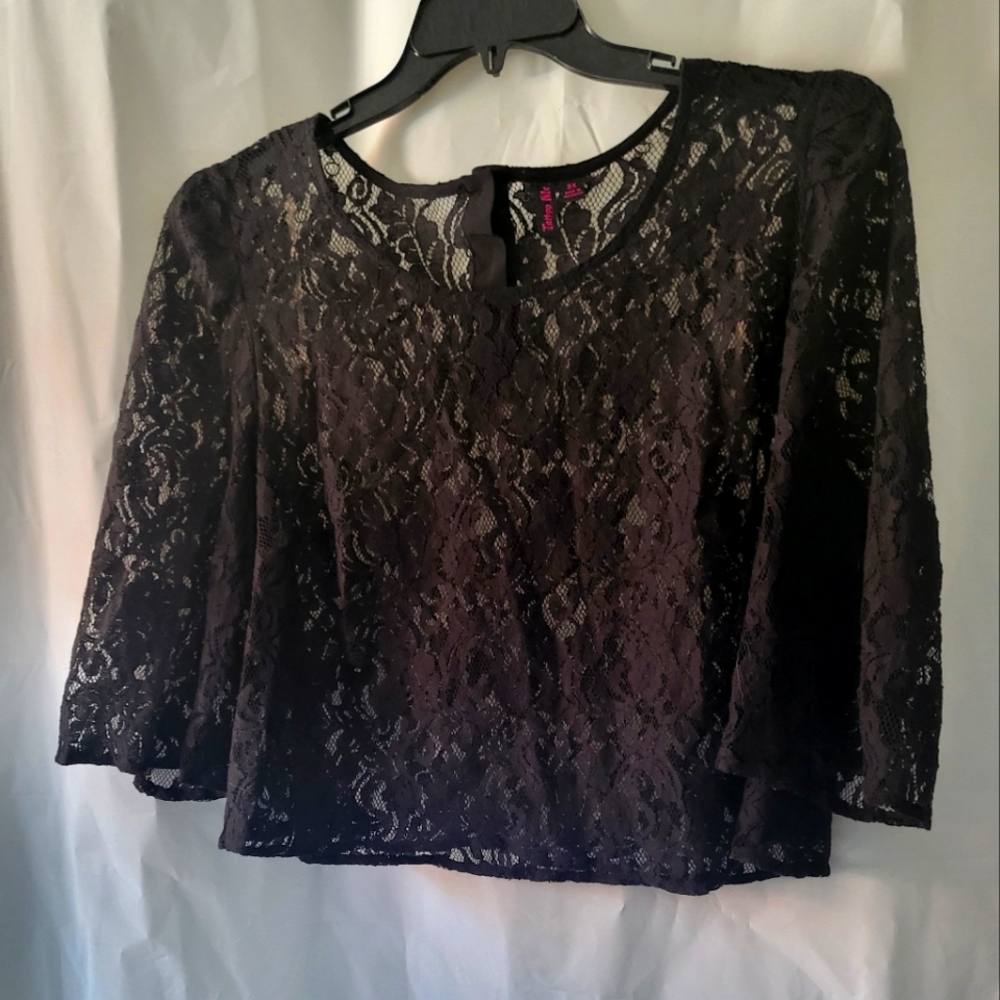 Tattoo Me Lace Cropped Top with 3/4 length sleeves